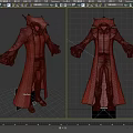 Men's Black Robe Outfit with Red Accents Collar Cuffs Belt and Boots Design