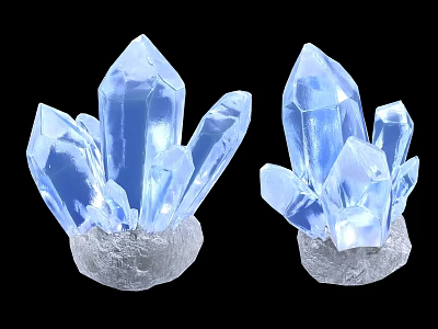 Shiny Blue Crystal Cluster Jewelry with Transparent Luster and Natural Rock Base 3d model