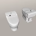 Two Contemporary White Toilets With Clean Sleek Design For Bathroom Interior