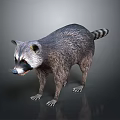 Realistic 3D Rendered Raccoon With Gray Fur And Striped Tail In Standing Pose