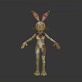 3D Rendered Robot Rabbit With Metallic Silver Body Blue Bow Tie And Red Eyes