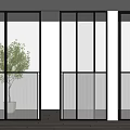 Modern Hinged Doors Interior Design With Glass Panels And Black Metal Frames 3d model