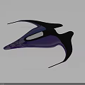 Futuristic Spacecraft With Aerodynamic Design And Violet Blue Sheen For Interstellar Exploration
