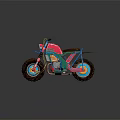 Colorful Custom Motorcycle With Pink Body Green Frame And Brown Seat