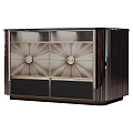 Elegant Modern Cabinet With Radiant Pattern Drawers Sleek Metal Trim And Glossy Surface