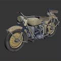 Vintage Motorcycle With Worn Body Yellow Spoked Wheels And Brown Seats