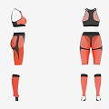 Orange and Black Activewear Set with Vest Shorts and Leg Warmers
