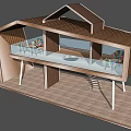 Modern Wooden Pergola Design With Sloped Roof Support Columns And Wooden Deck