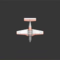 Orange and White Passenger Plane with Propeller Two Seat Cockpit Wing Emblems Stripe Design