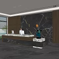 Modern company front desk background wall reception area bar desk reception desk hall simple lobby 3d model