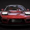 Red High Performance Sports Car With White Roof Sleek Body And Black Wheels