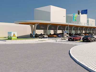Modern Electric Vehicle Charging Station With Canopy Covered Parking And Multiple Charging Ports 3d model