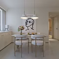 Light Cream Modern Living Dining Room Interior With Chandelier Sofa And Floor to Ceiling Window