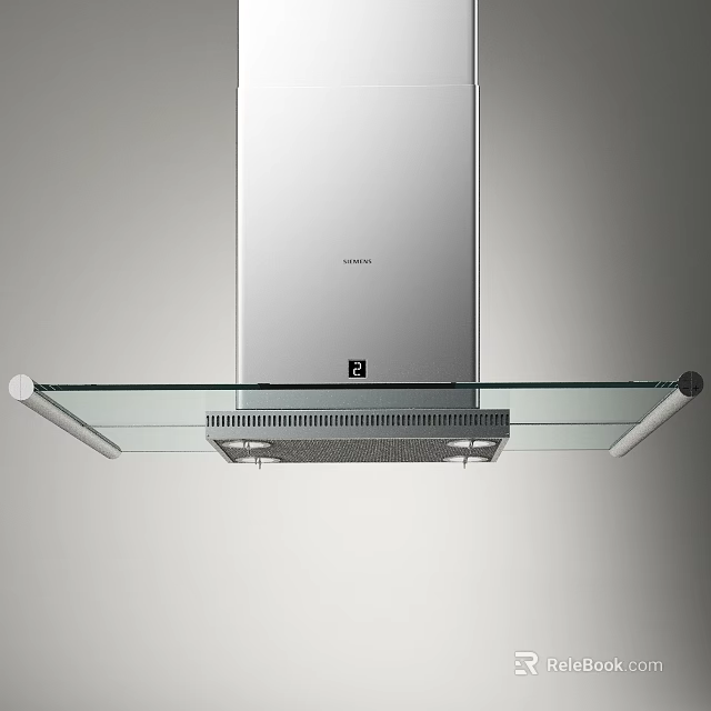 Modern Stainless Steel Range Hood with Glass Panel for Kitchen Appliance 3d model 