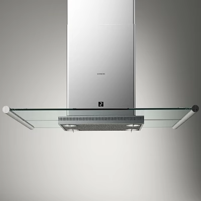 Modern Stainless Steel Range Hood with Glass Panel for Kitchen Appliance 3d model