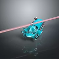 Blue Mini Toy Helicopter Model With Pink Rotor And Detailed Design