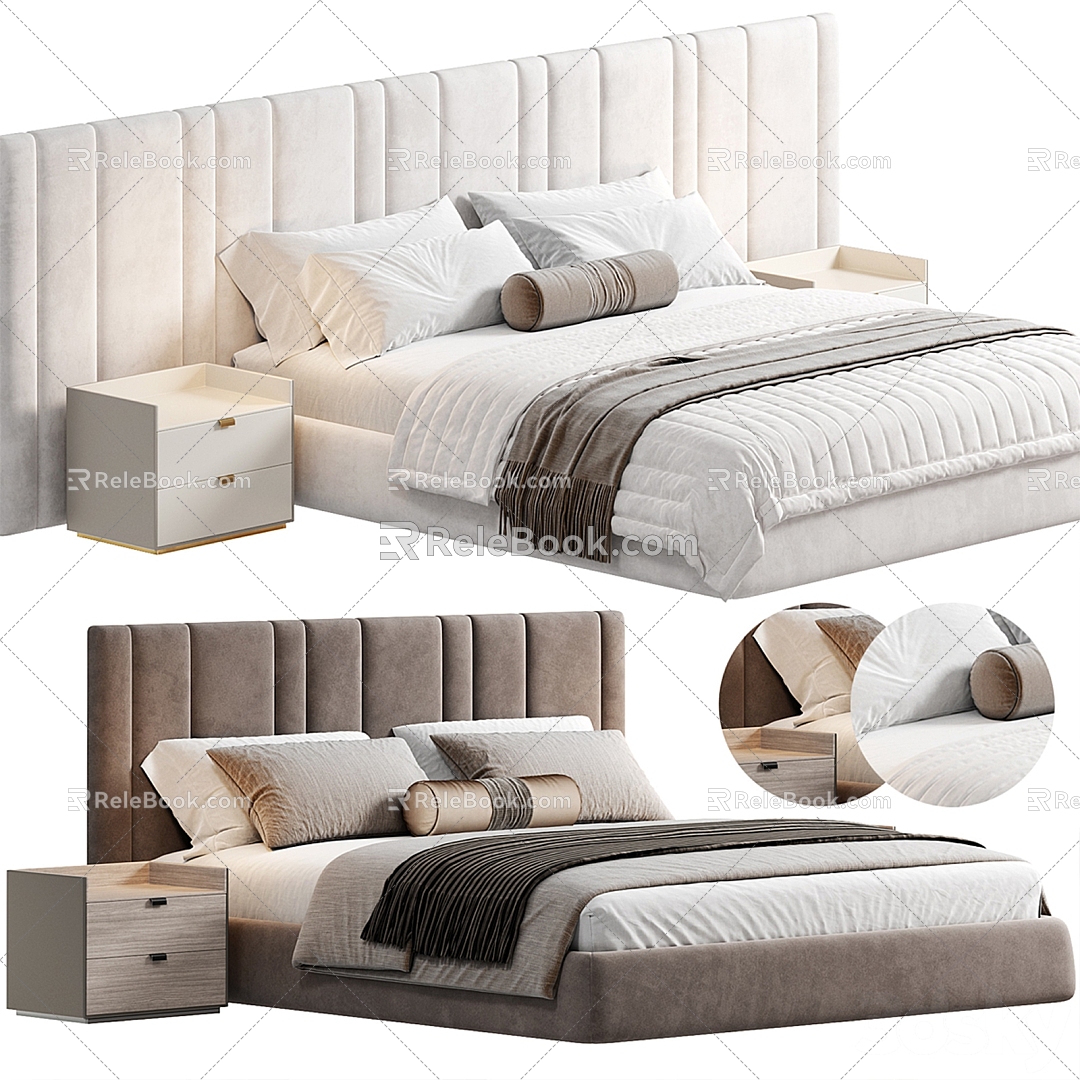 Modern fabric double bed 3d model