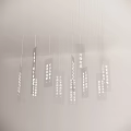 Hanging Rectangular Pendants With Chinese Characters On White Ceiling Background