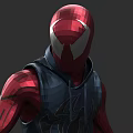 SpiderMan Game Character With Red Blue Hooded Suit And Detailed Design