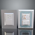 Double Electrical Sockets Silver Panel And Internal Structure With Orange Terminals White Components 3d model