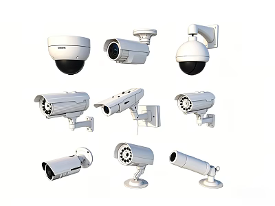 Projection Monitoring Surveillance Cameras Various Types for Indoor Outdoor Security 3d model