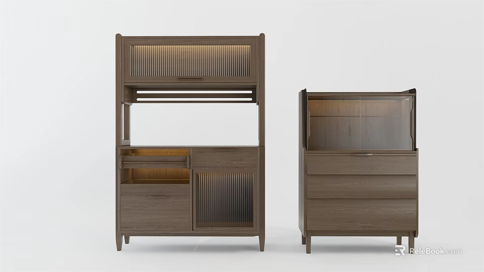 Modern Wooden Sideboard With Minimalist Design Drawers And Storage Cabinets 3d model 