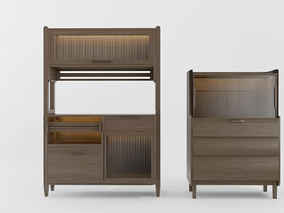 Modern Wooden Sideboard With Minimalist Design Drawers And Storage Cabinets 3d model