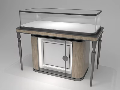 Jewelry Store Display Cabinet With Glass Top Wooden Body And Metal Legs 3d model