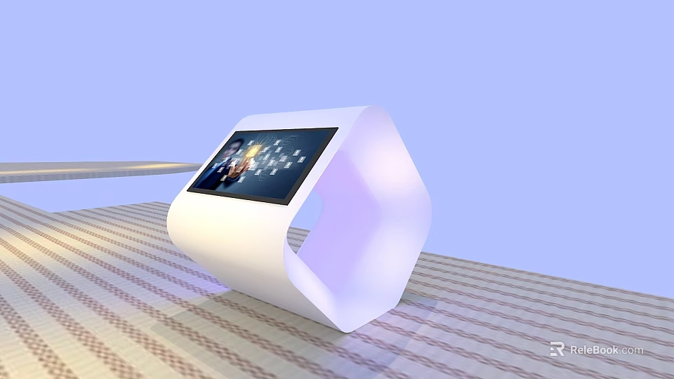 Modern Public Facility Hexagonal Interactive Screen With Illuminated Design And 3d model