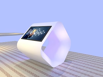 Modern Public Facility Hexagonal Interactive Screen With Illuminated Design And 3d model