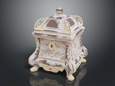 Ornate Vintage Style Decorative Box With Carved Patterns Lid And Decorative Feet 3d model