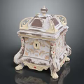 Ornate Vintage Style Decorative Box With Carved Patterns Lid And Decorative Feet