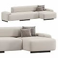 Modern Beige Sectional Sofa Design With Plaid And Solid Decorative Pillows 3d model