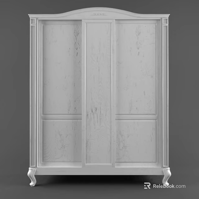Classic Wardrobe Double Door Design With Wooden Texture And Symmetrical Frame Details 3d model 