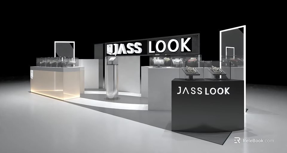 JASS LOOK Modern Display Shelves Featuring Glass And Metal Structure For Product Showcase 3d model 
