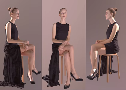 Sitting Ladies Elegant Ladies Workplace Ladies 3d model