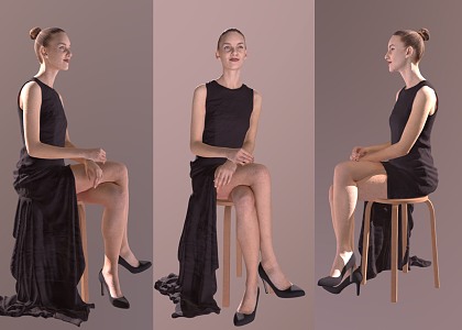 Sitting Ladies Elegant Ladies Workplace Ladies 3d model