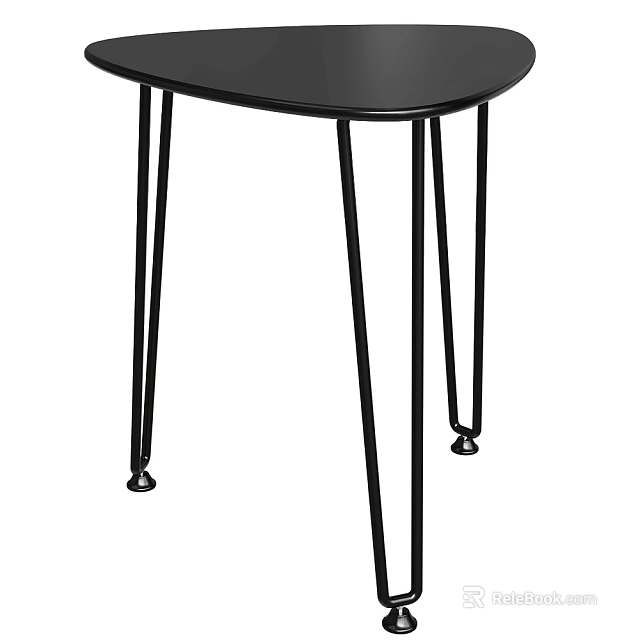 Black Modern Side Table With Sleek Metal Legs For Living Room Decor 3d model 