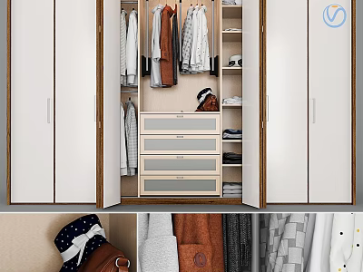 Modern White Dresser With Multiple Drawers For Clothing Storage In Wardrobe Interior 3d model