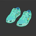 Colorful Camouflage Sneakers With Blue Yellow White Design White Laces And Green Accents
