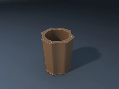 Public Facility Octagonal Brown Column With Bolted Top And Structural Design 3d model