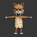 Cartoon Cat Character With Orange White Fur Green Eyes And Polka Dot Dress Arms Outstretched