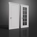 White Hinged Interior Doors With Solid Panel And Glass Grid Design For Home Use 3d model