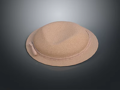 Light Brown Straw Hat With Ribbon And Small Bow For Daily Life Use 3d model