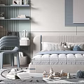 Modern Kids Room Interior Design With Bed Shelves Toys And Rug