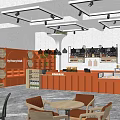 Modern Café Interior Design With Stylish Chairs Bar Counter And Green Plants