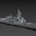 Modern Military Warship Model With Radar Antennas Naval Guns And Deck Equipment