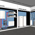 Modern Heating And Fresh Air System Showroom With Radiators And Pipes