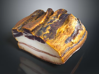 Traditional Cured Meat with Layers of Fat and Rich Golden Brown Texture 3d model