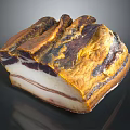 Traditional Cured Meat with Layers of Fat and Rich Golden Brown Texture